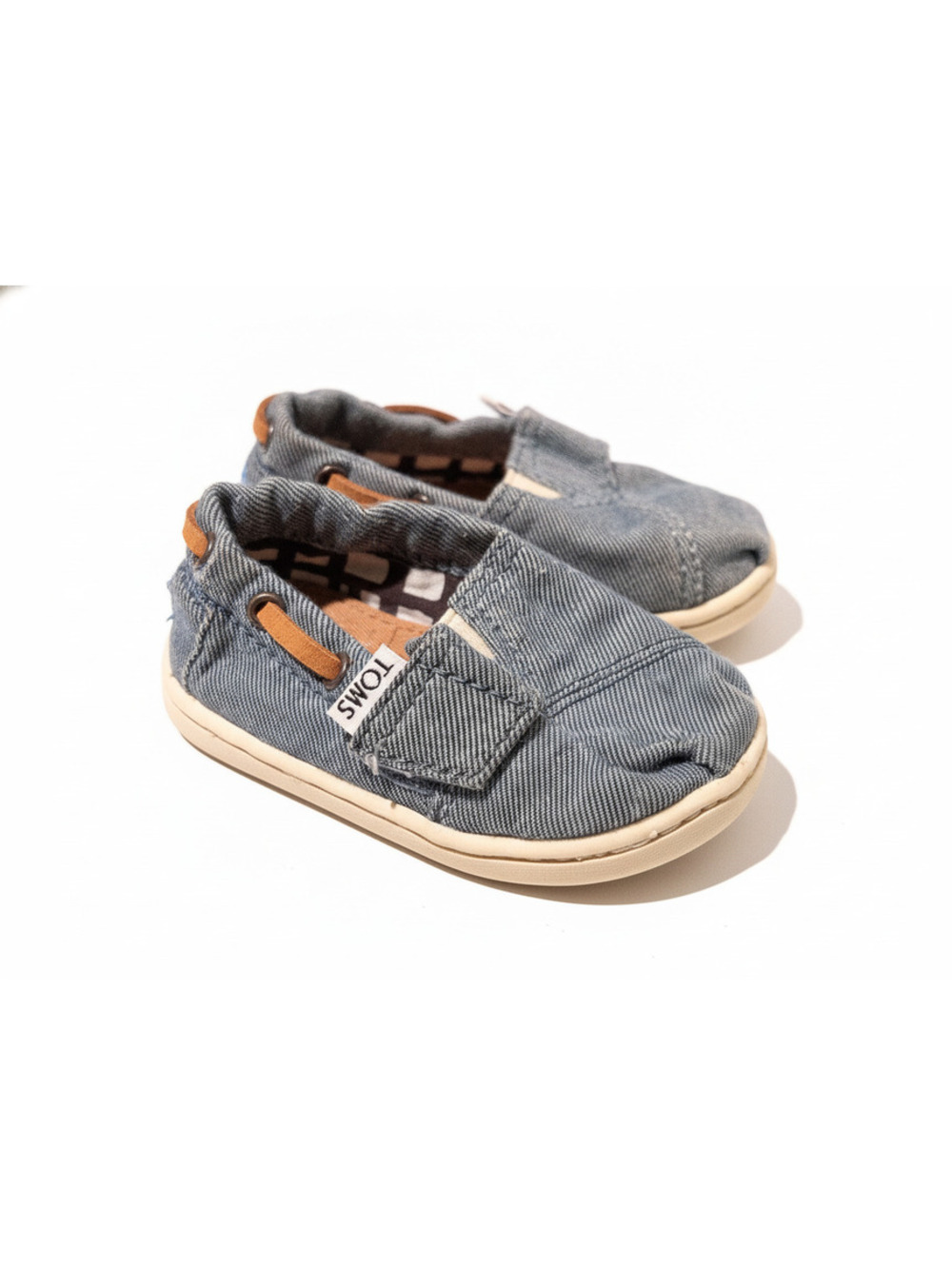 TOMS Baby Toddler Blue Denim Slip-On Shoes Size T4